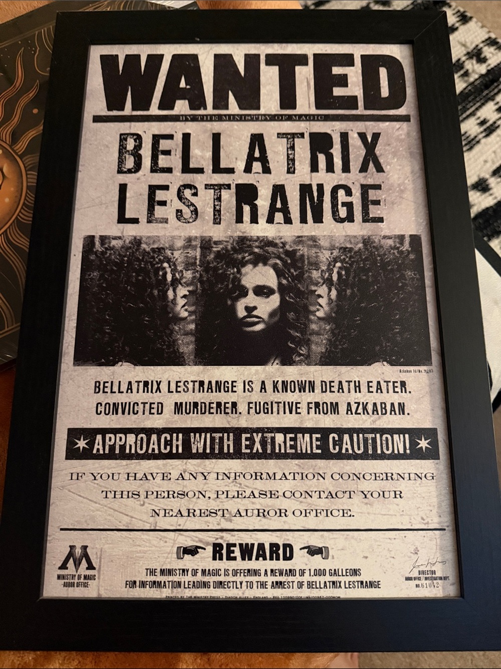 Magic Black and White 'Wanted' Poster Wall Art - Bellatrix Lestrange